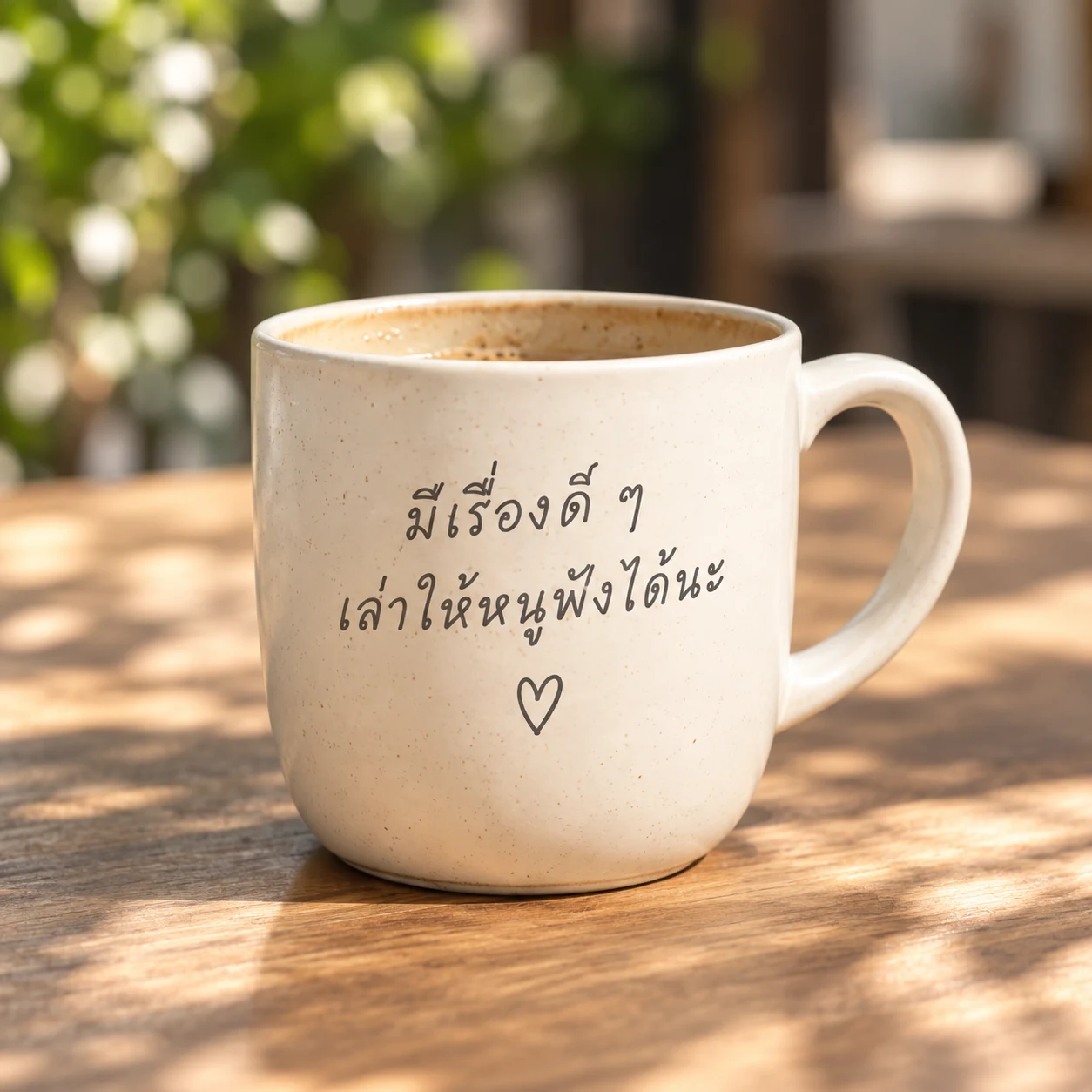 แก้วกาแฟมีข้อความชวนเล่าเรื่อง